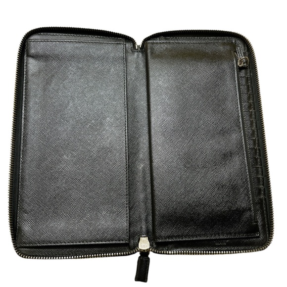 UNISEX Prada Black Saffiano Leather Travel/Organizer Zip Wallet/Chain 2M1220 EUC - Picture 2 of 16